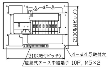 YAG3308S テンパール工業 住宅用分電盤(扉なし、横一列タイプ、単3、8+0、30A)
