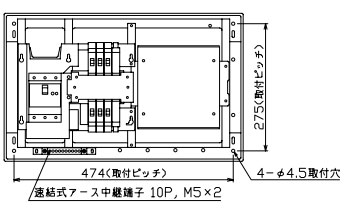 YAG34062D テンパール工業 住宅用分電盤(扉なし、大型付属機器取付スペース付、6+2、40A)｜タロトデンキ