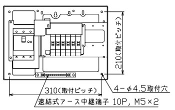 YAG3406S 十パール製作 住みか用分電盤(扉なし、横一列印字機、単3、6+0、40A)
