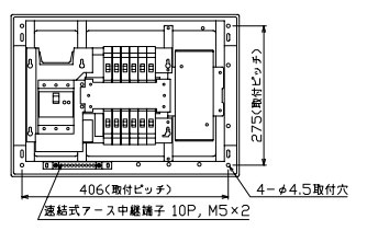 YAG3412P テンパール工業 住宅用分電盤(扉なし、付属機器取付スペース付、12+0、40A)