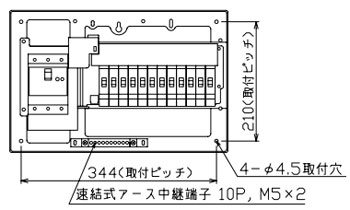 YAG3412S 拾パール産業 住み家用分電盤(扉なし、横一列手合い、単3、12+0、40A)