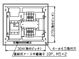 YAG3506 テンパール工業 住宅用分電盤(扉なし、露出・半埋込形、6+0、50A)