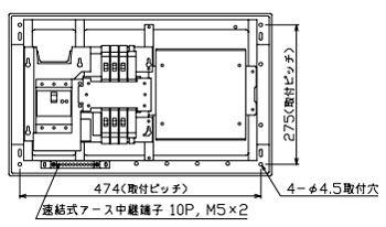YAG35062D テンパール工業 住宅用分電盤(扉なし、大型付属機器取付スペース付、6+2、50A)|タロトデンキ