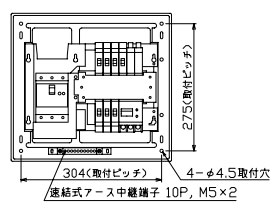 YAG35062IT2A3 十パール製作 太陽の光発生用分電盤(扉なし、IH・エコキュート・灯し火温水器、6+2、50A)