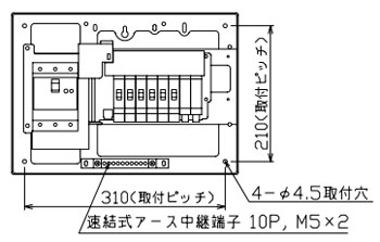 YAG35062S 十パール製作 住みか用分電盤(扉なし、横一列印字機、単3、6+2、50A)