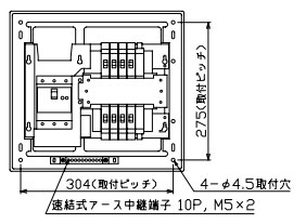 YAG35082 テンパール工業 住宅用分電盤(扉なし、露出・半埋込形、8+2、50A)