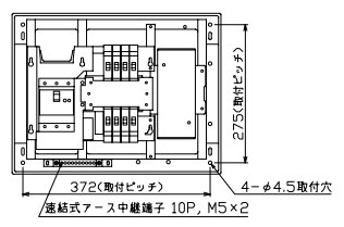 YAG3508P テンパール工業 住宅用分電盤(扉なし、付属機器取付スペース付、8+0、50A)