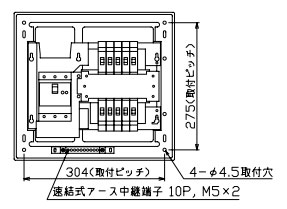 YAG3510 テンパール工業 住宅用分電盤(扉なし、露出・半埋込形、10+0、50A)｜タロトデンキ