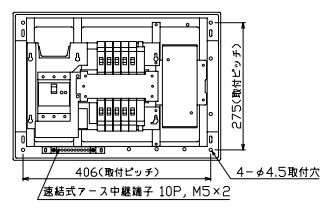 YAG35102P 十パール製作 住みか用分電盤(扉なし、属する設備打っ付けあき場所付、10+2、50A)