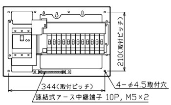YAG3512S 拾パール産業 住み家用分電盤(扉なし、横一列手合い、単3、12+0、50A)