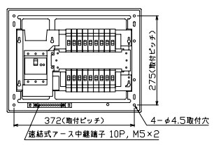 YAG3518 テンパール工業 住宅用分電盤(扉なし、露出・半埋込形、18+0、50A)