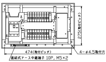YAG35182P 十パール製作 住みか用分電盤(扉なし、属する設備打っ付けあき場所付、18+2、50A)