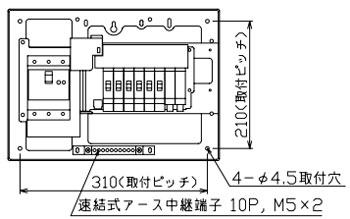 YAG36062S 十パール製作 住みか用分電盤(扉なし、横一列印字機、単3、6+2、60A)