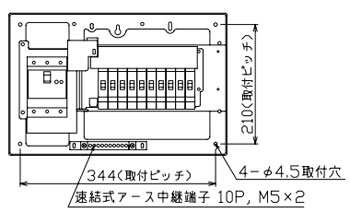 YAG3610S テンパール工業 住宅用分電盤(扉なし、横一列タイプ、単3、10+0、60A)