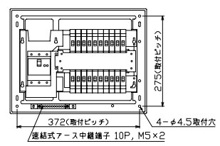 YAG3620 テンパール工業 住宅用分電盤(扉なし、露出・半埋込形、20+0、60A)