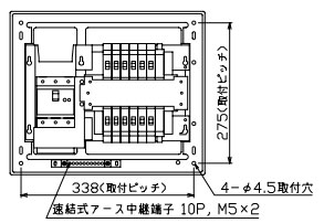 YAG37122 テンパール工業 住宅用分電盤(扉なし、露出・半埋込形、12+2、75A)