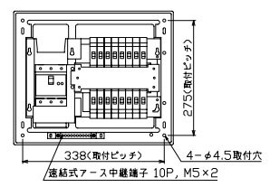 YAG3716 十パール製作 住みか用分電盤(扉なし、見せびらかす・半埋込形、16+0、75A)