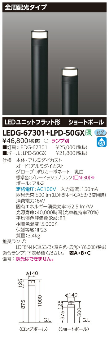 楽天市場】LEDG-67302屋外用照明器具 LEDガーデンライト 上方遮光