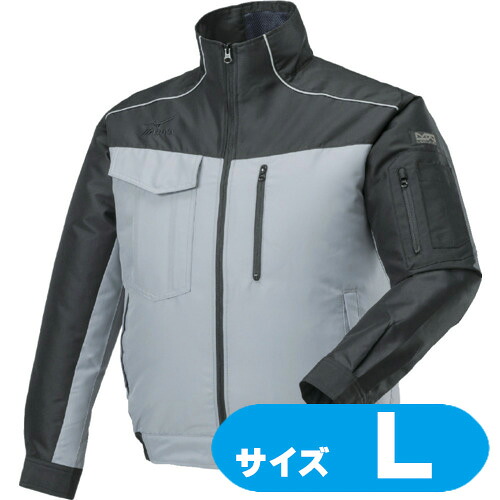 F2JP919093L ミズノ エアリージャケットTOUGH 黒いこと×アロイグレー L