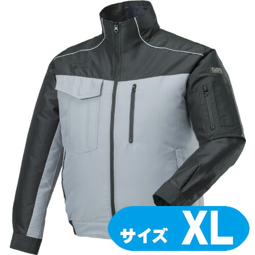 F2JP919093XL ミズノ エアリージャケットTOUGH 黒いこと×アロイグレー XL