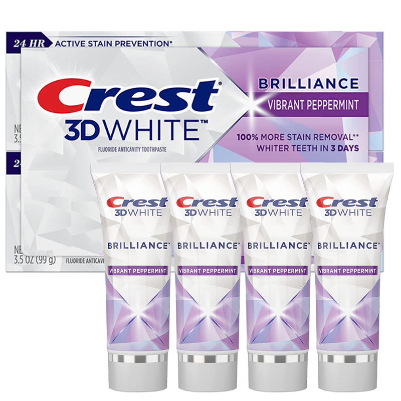クレスト3Dホワイトブリリアンス歯磨き粉 99g×4個 お買い得セット (Crest 3D White Brilliance Vibrant Whitening Toothpaste)　ペパーミント 【MB】画像