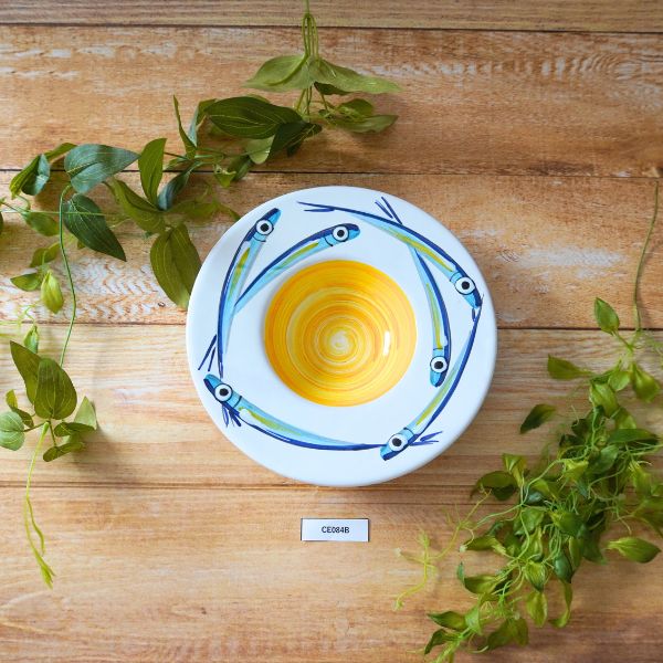 楽天市場】【同梱不可】円形深皿 帽子型 青X白 バロッコ piatto