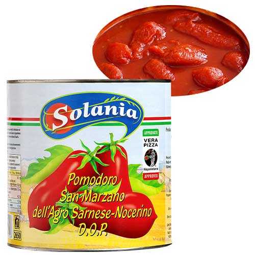 ソラニア サンマルツァーノ D.O.P 2550g 固形量:1660g カンパーニア州 Solania Pomodoro San Marzano DOP 【1個口8缶まで】【内容総量:2550g】| イタリア トマト缶 パスタ ピザ ピッツァ ソース 煮込み 大容量 業務用 1号缶 ホールトマト画像