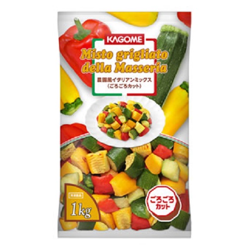 ◆【冷凍】カゴメ 農園風 イタリアンMIX ごろごろカット 1kg｜イタリア 簡単調理 KAGOME ズッキーニ 黄ズッキーニ　赤ピーマン ノンオイル画像