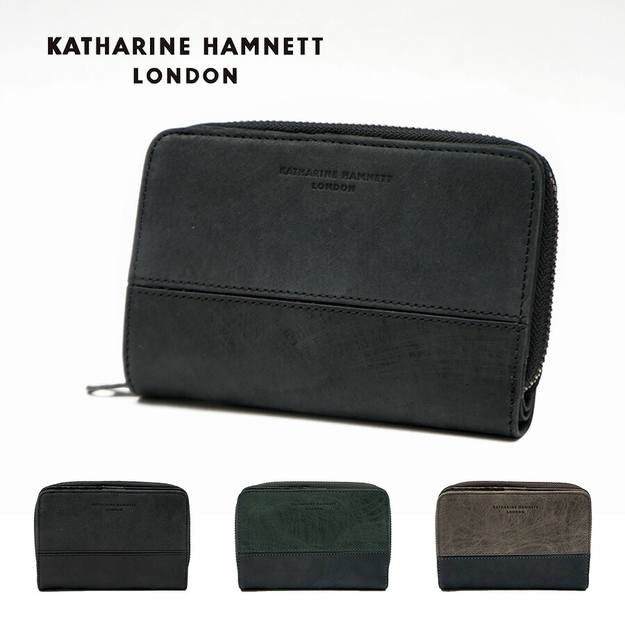 【SNSで主題のレザーケアクリームプレゼント中！】【KATHARINE HAMNETT】490-50601 二つ折り金入れ SCRUB ウォレット 金入れ さいふ サイフ 折り金入れ 普段使い走り キャサリンハムネット かっこいい 今めかしい お出かけ メンズ 生まれながらなめし革 collonil コロニル