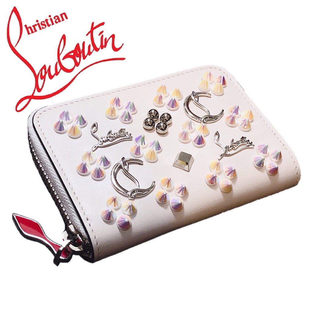 【ルブタン】Christian Louboutin coin case Christian Louboutin Coin Case Panettone Studs Ivory With Box