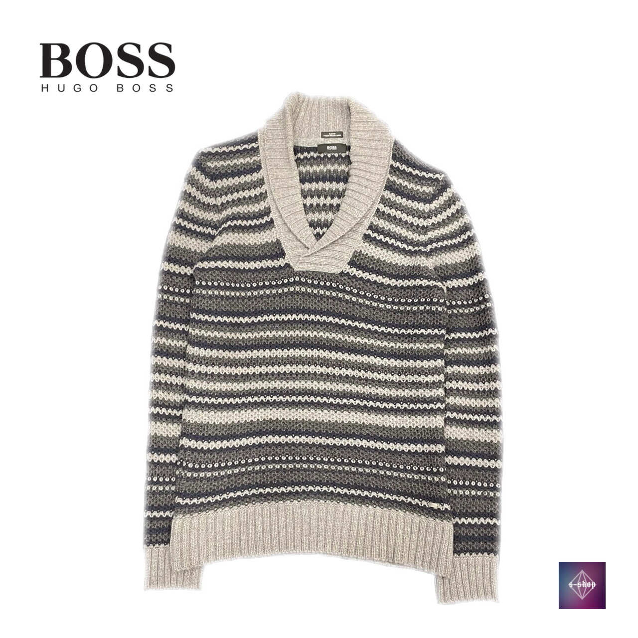 美品 Hugoboss ヒューゴボス ボーダー ニット セーター トップス 長袖 ブラック グレー ホワイト メンズ S 中古 Fitzfishponds Com