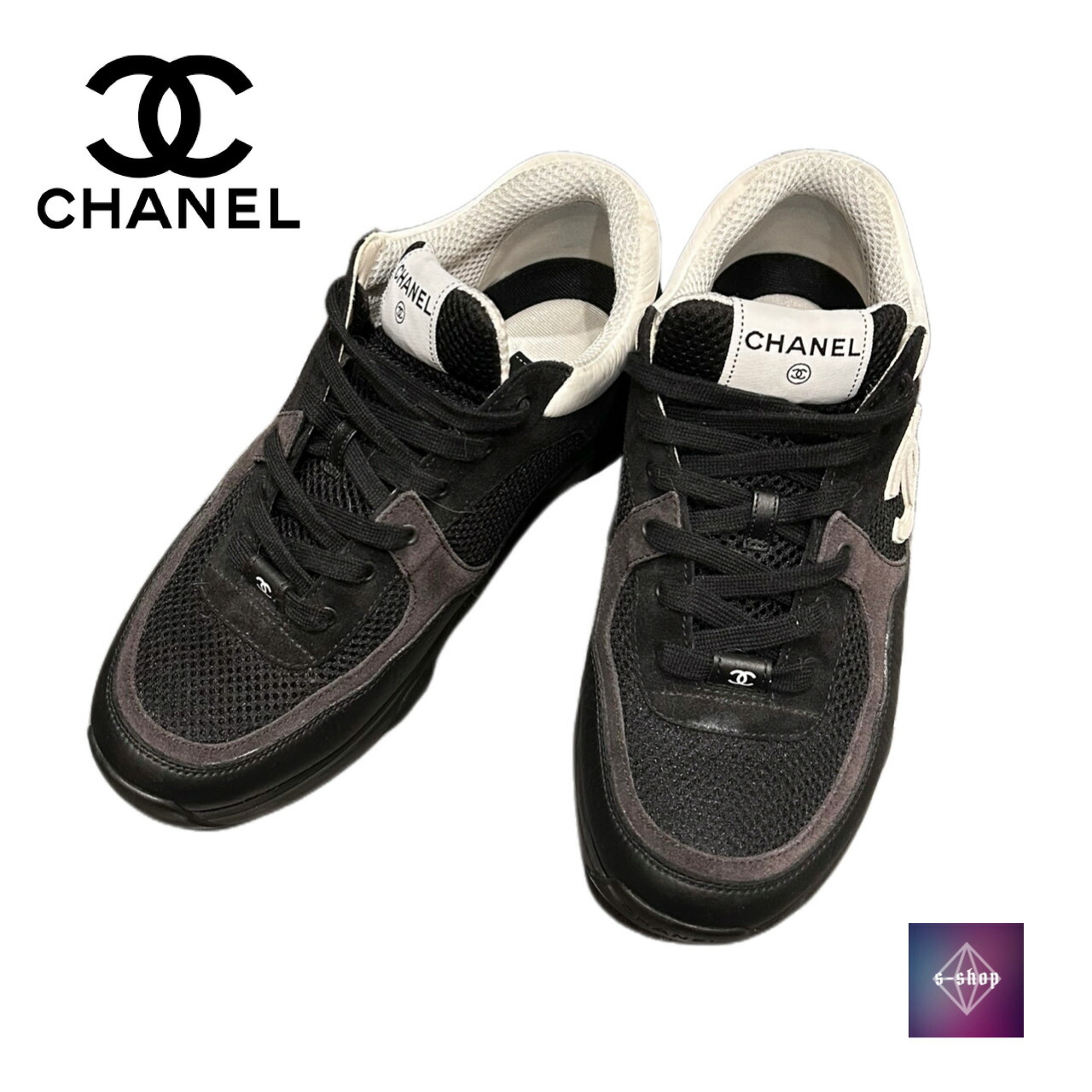 CHANEL スポーツ スニーカ ファブリック ラミネート G39792 スニーカー - ファブリック & ラミネート、ホワイト & シルバー