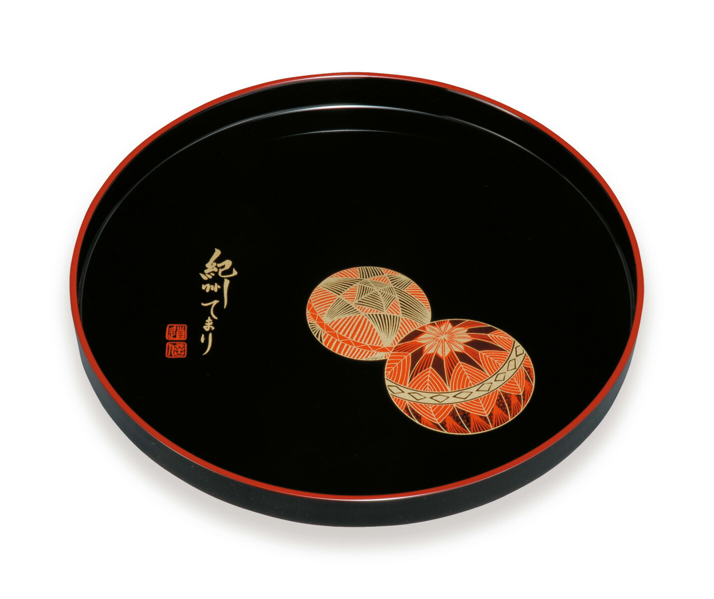 楽天市場】町宗工芸 丸盆 11.0 ケヤキ杢 紅溜 滑り止め付 紀州のぬり