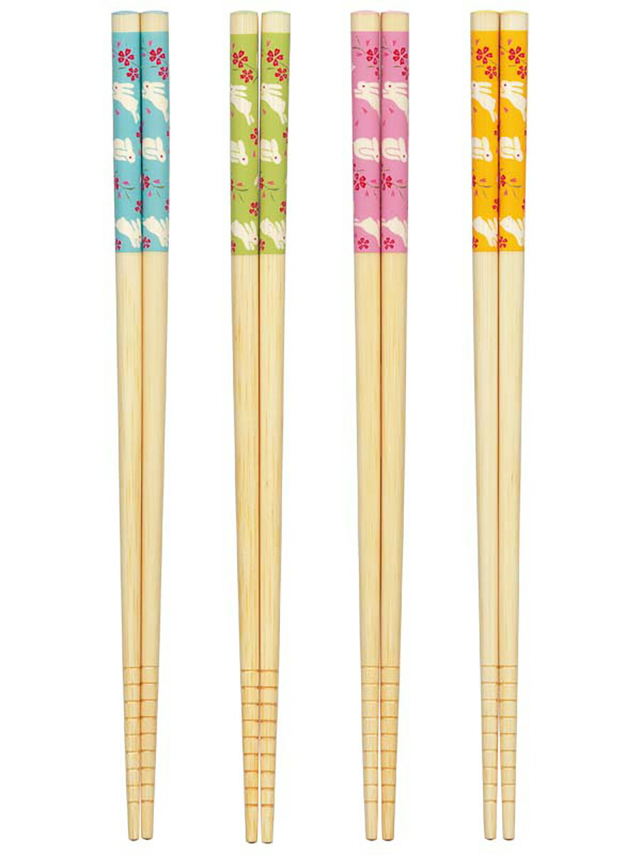 楽天市場 箸街道 白竹花うさぎ 4膳入 箸 箸箱 カトラリー メール便対応 和風のイラスト付 カラフルカラー 塗箸 天然材 竹 日本製 箸の産地として有名な福井県小浜市 伝統の 若狭塗 の技術で育まれた逸品は 使い込むほどに愛着が湧いてき