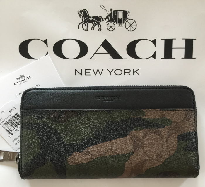 楽天市場 日本在庫 即発送 Coach コーチ メンズ シグネチャー 迷彩柄レザー長財布 F87189 達人のギフト屋さん
