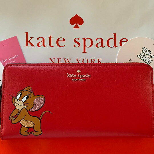 楽天市場 送料無料 Kate Spade ケイトスペード レディース 長財布 ケイトスペードニューヨーク X トム アンド ジェリー レザー 赤 トム ジェリー Wlru5974 達人のギフト屋さん