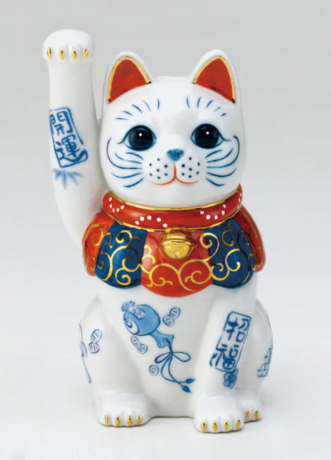 楽天市場】【送料無料】 彩絵招福大開運招き猫 （ちりめん首輪付・8.5