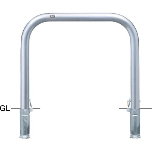 【メーカー直送：代引不可】サンポール sanpole アーチ 差込式カギ付 車止めポール 直径76.3mm W1000×H800 ステンレス製 AA-8SK10-800 (AA8SK10800)【駐車場/出入口/車庫/公共施設/商業施設/公園/広場/安全用品】