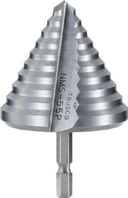 ＴＲＵＳＣＯ　六角軸樹脂用ステップドリル　２枚刃　４５～５５ｍｍ NMS55P [287-1815] 【ステップドリル】[NMS-55P]｜激安工具のタツマックスメガ