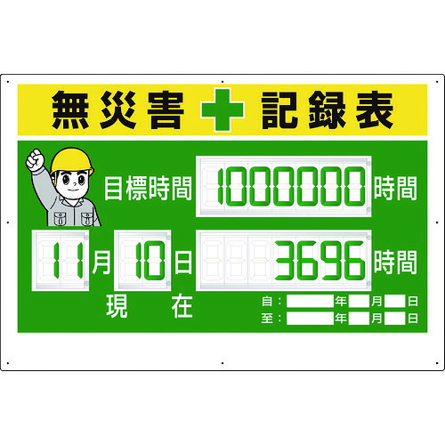 ユニット　デジタル数字型無災害記録表　数字板固定式 (167-7700) (31518A)