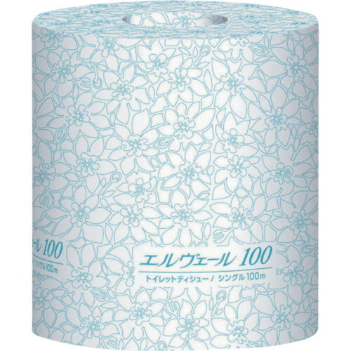 エリエール　エルヴェールトイレットティシュー　シングル１００ｍ個包装ミシン目入り (828-5728) (723086)
