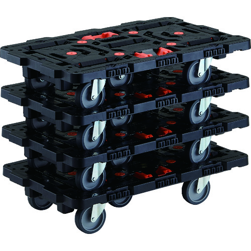ＴＲＵＳＣＯ 繋ぎ合わせる式脂製平台車 ビートル ７００Ｘ４５０ 自在５輪 とめたろう付 まとめ買い４台 (206-3370) (BT700J5E100TM4)