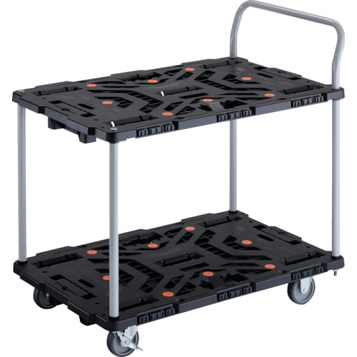 ＴＲＵＳＣＯ かかわり合い式脂製２段手押し車 ビートル ９００Ｘ６００ 自在３輪 内２輪ストッパー付 手持ち部分付 (236-0474) (BT924J3S2E100)