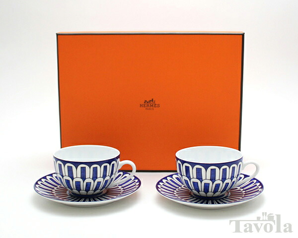 エルメス ブルーダイユール 30016 ティーカップ&ソーサー 200ml ペア 【セット ギフト 結婚祝い プレゼント 贈り物 ギフトセット 食器セット】【食器 カトラリー】【ギフト】|タボーラ 店