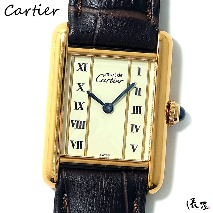 【国際保証書】 カルティエ マストタンク SM 1920 【極美品】 QZ ヴィンテージ レディース 腕時計 ゴールド 【送料無料】 Cartier Tank 時計 中古