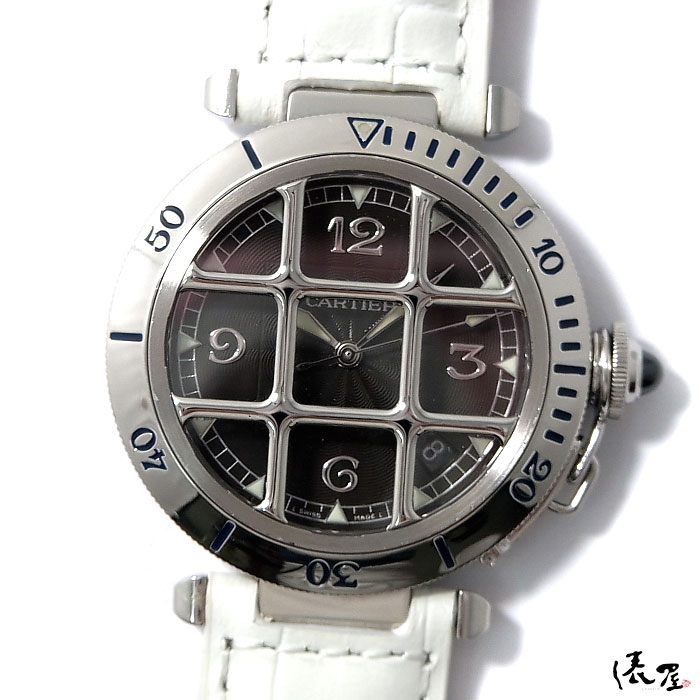 【国際保証書】カルティエ パシャ 38mm Ｎ°950 絶版モデル【プラチナベゼル】グリッド 自動巻 メンズ 腕時計【送料無料】 Cartier Pasha 中古 時計