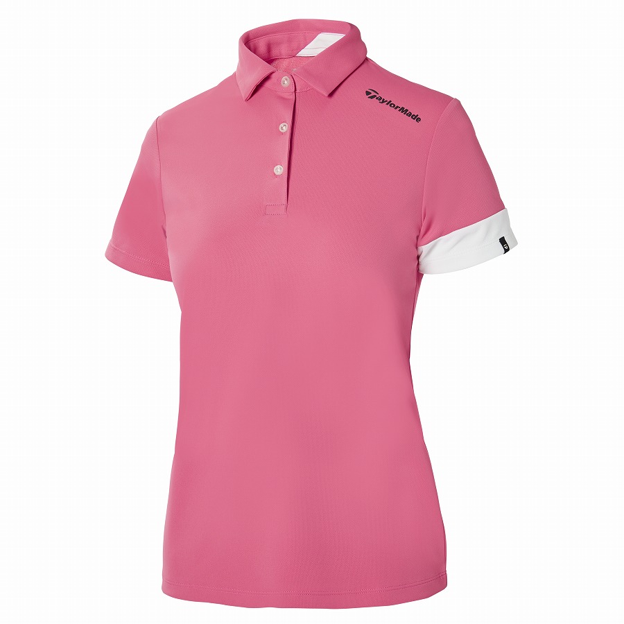 pink and white polo shirt