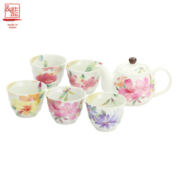楽天市場】花千歳5客ポット茶器 : セラミック藍 楽天市場店