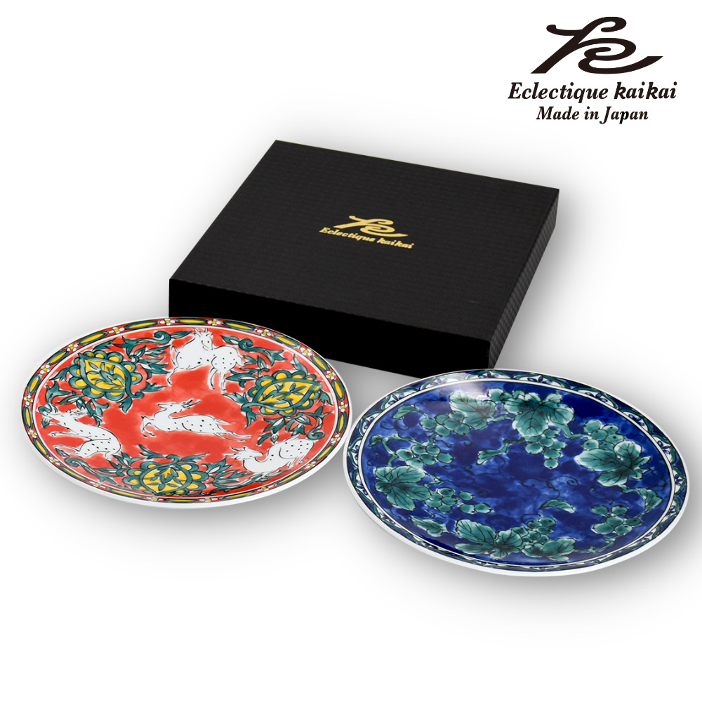 美濃焼 kaikai トルバドゥール ペアプレート 日本製 和食器 和風 和柄 ペア 皿 プレート セット 贈り物 母の日 父の日 新築祝い オシャレ モダン レトロ 古風 ギフト 贈り物 お返し お祝い 御祝 新生活 プレゼント