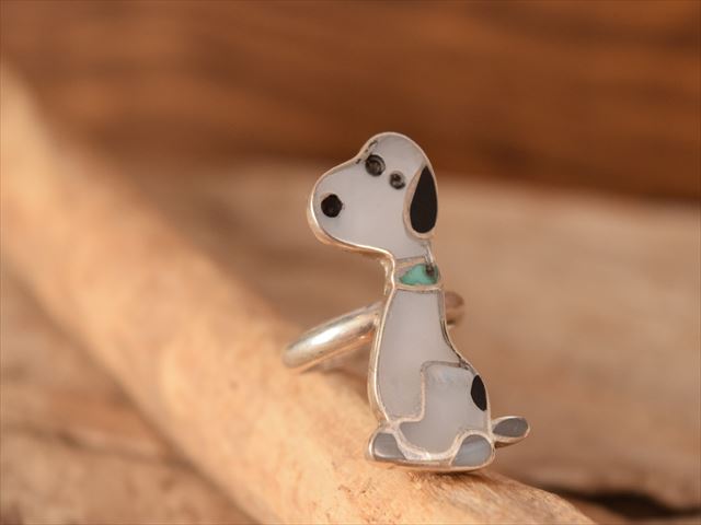 楽天市場 Vintage Indian Jewelry ズニ族 マルチインレイ インディアン スヌーピー Snoopy モチーフ リング 10号 Morning Star Trading